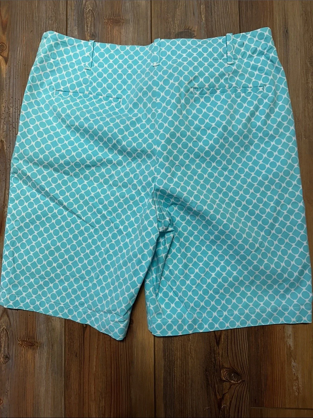 Talbots Aqua & White Geometric Bermuda Shorts - Picture 5 of 6